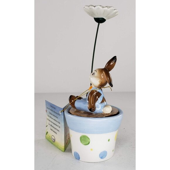 German Goebel Fragrant Greeting Flower Pot Figurine Rabbit White Floral Incense - Picture 5 of 9
